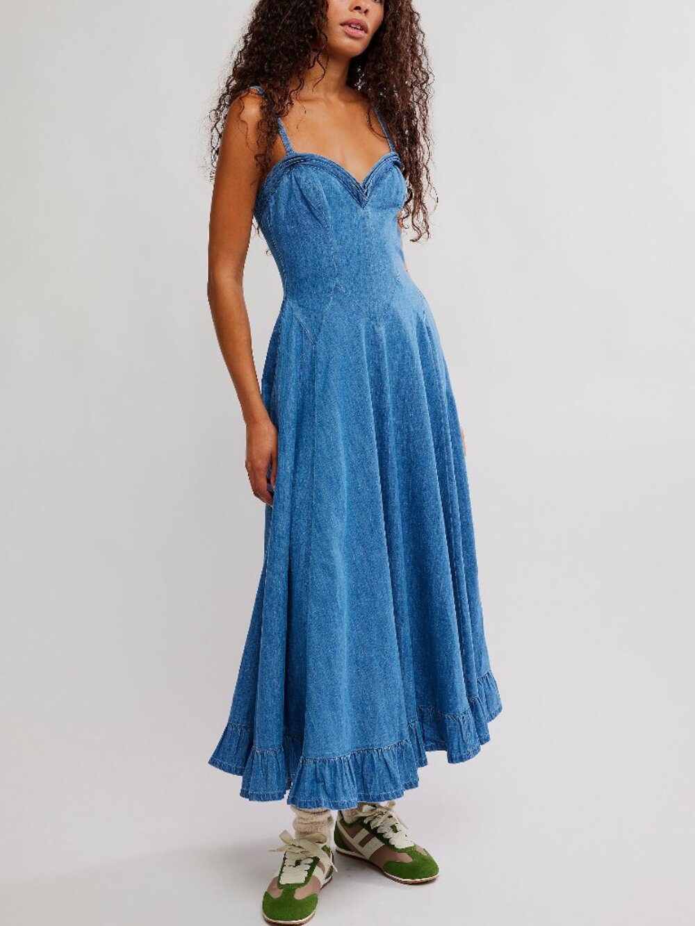 🆕 FREE PEOPLE Another Season Denim Midi Dress / Boardwalk Blue